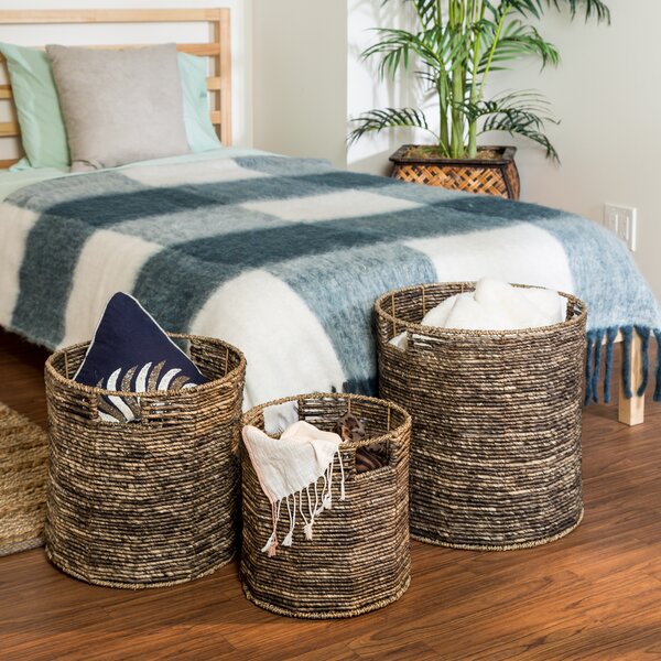 Natural Woven Grass Floor Basket - Medium - The Foundry Home Goods