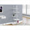 Bibliothèque, bibliothèque asymétrique à 5 niveaux Zig-Zag | Stratifié blanc neige | Métal argenté mat | H 60 po x L 32 po x P 13 po