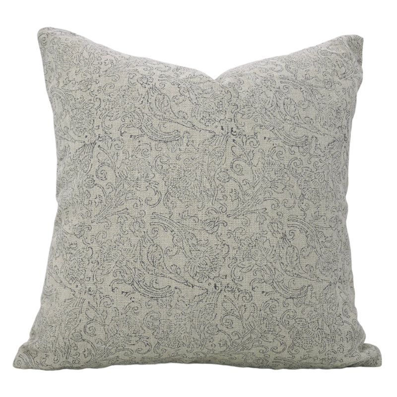 Housse de coussin en lin à imprimé bloc Fabmadine Handmad, Sudharshan Jaal, H 26 po x l 26 po, Carré