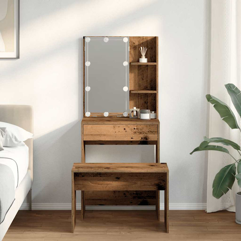 Steina Dressing Table with Mirror, old wood