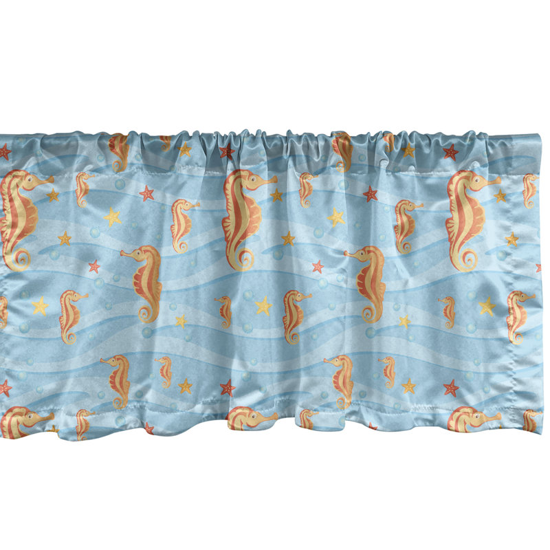 Ambesonne, cantonnière de mer, paquet de 2 vagues tropiques, bleu marine, orange, L 18 po x L 42 po