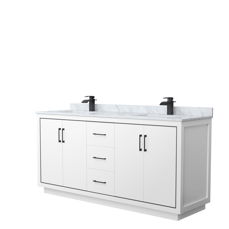 Icon 72" Double Bathroom Vanity Set, Brushed Nickel, White, 72"