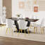 Ensemble de salle à manger en verre trempé à motif de marbre noir avec 6 chaises en polyuréthane blanc - Spacieux, élégant et durable pour les repas de famille et les rassemblements.-1980007428-1980007438
