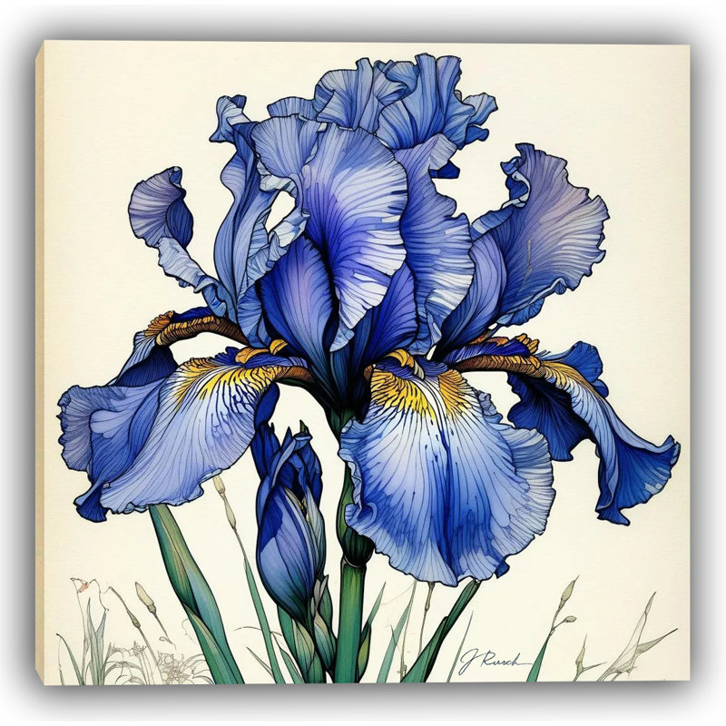 Azure Majesty Iris Bloom Wrapped Canvas