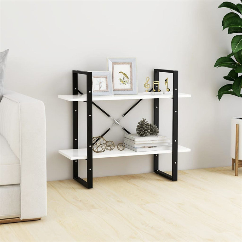 Bibliothèque Canne en bois d'ingénierie, Blanc, (2 tablettes) H 27,6 po x l 31,5 po x P 11,8 po
