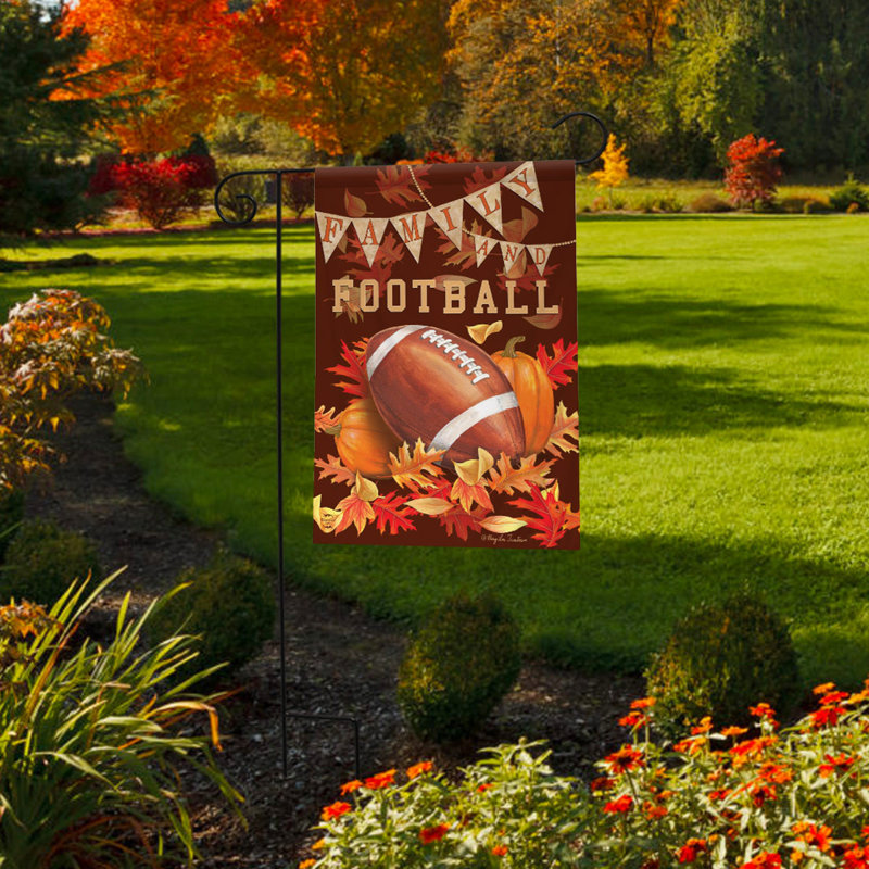 Famille et football drapeau de jardin d'automne, Automne brun/jaune 1
