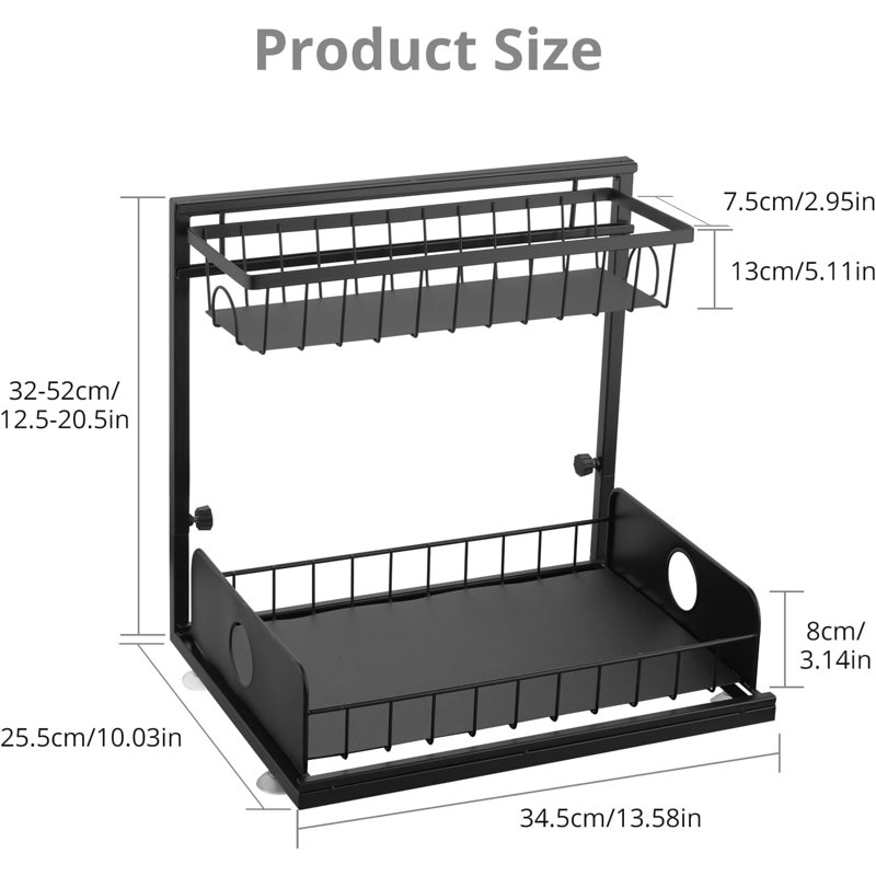 Under Sink 2-Tier Pull-Out Organizer For Kitchen And Bathroom Storage