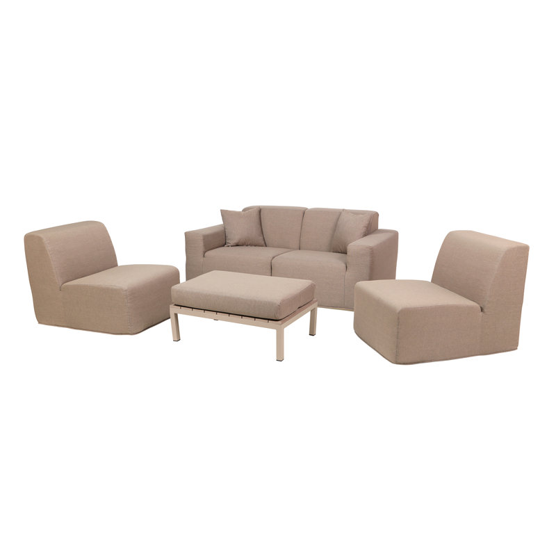 Ensemble de canapé modulaire et repose-pieds 4 places Deko Living, Polyester brun