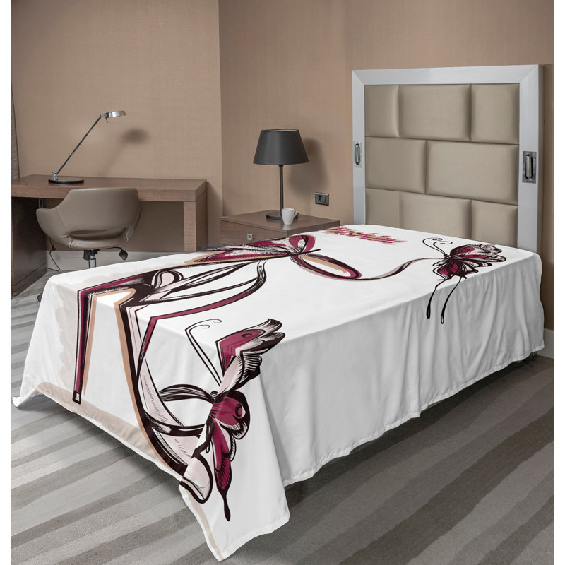 Drap-housse rose Ambesonne, Drap plat pour lit simple