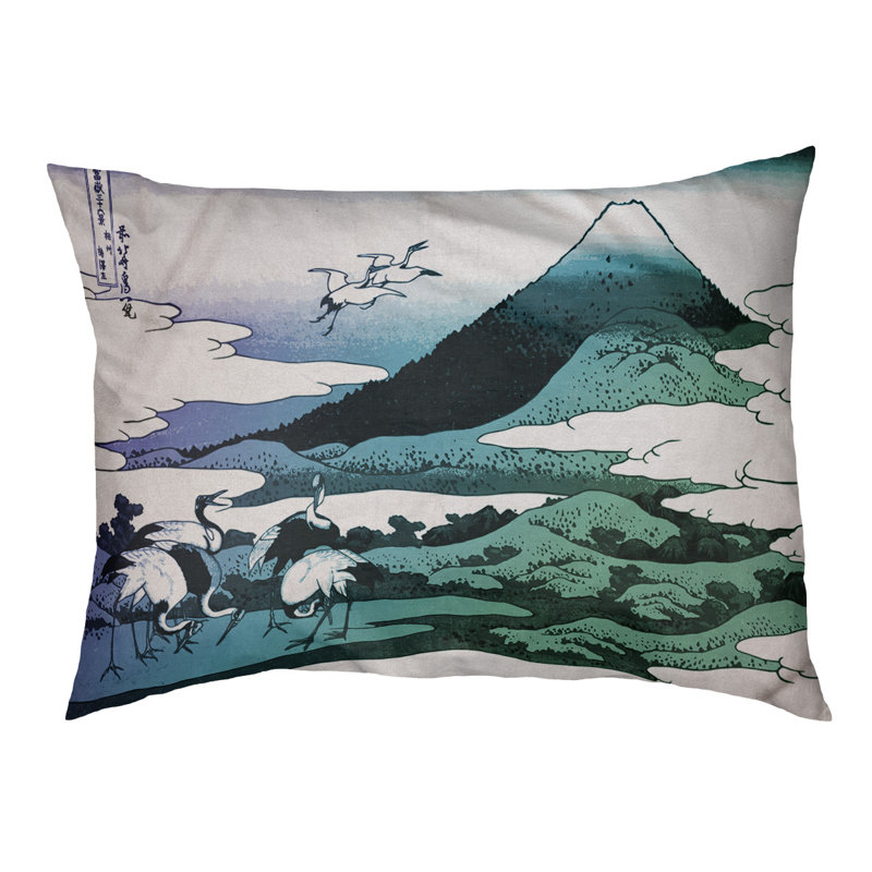 Coussin de concepteur japonais pour grues Burkart, L 42 po x l 52 po, Mauve / vert / brun foncé