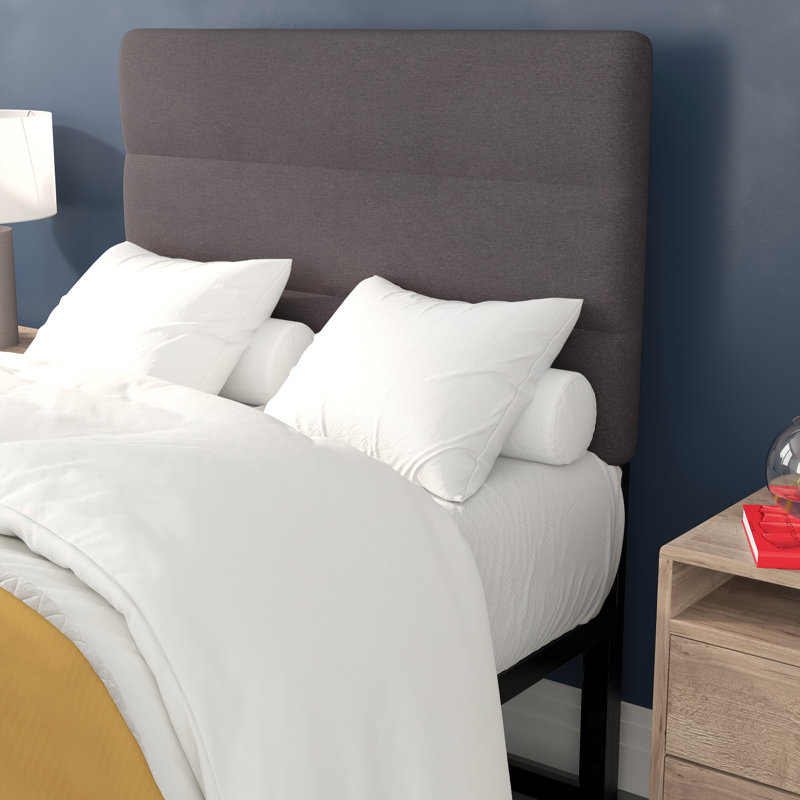 Channel Stitched Upholstered Headboard, Adjustable Height from 44.5" to 57.25", Twin, Gray