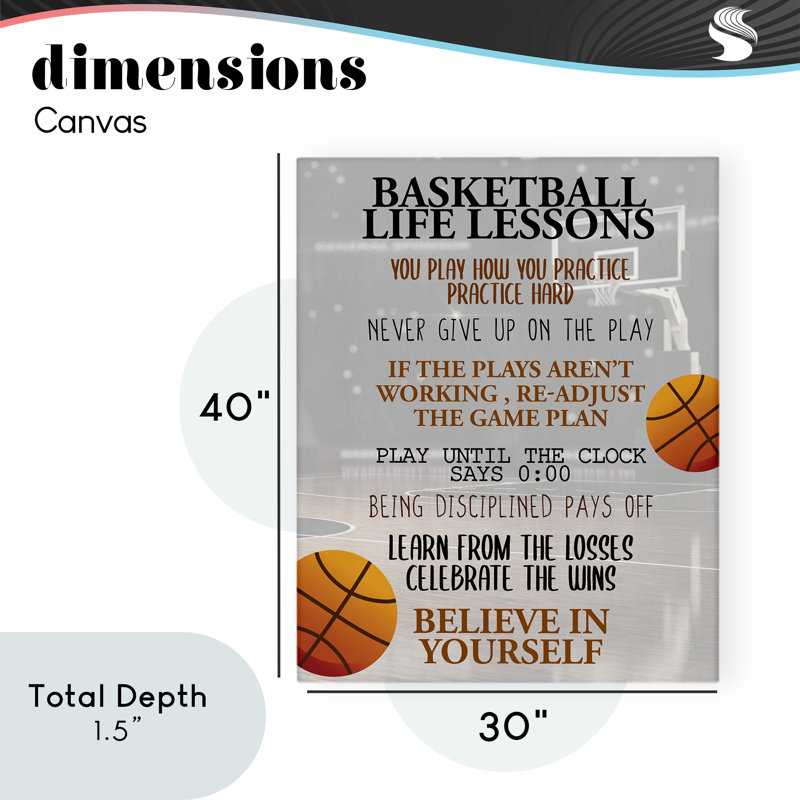 «Basketball Life Lessons», conception de Kim Allen, H 40 po x l 30 po