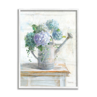 " Blue Hydrangeas In Watering Can Soft Floral Painting " by Danhui Nai