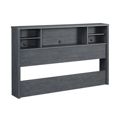 Full/Queen Bookcase Headboard, Denim+Brown Finish by Ebern Designs