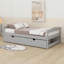 Structure de lit plateforme simple avec 2 tiroirs de rangement, sommier avec support en lattes de bois, tête de lit basse / pied de lit / rangement sous le lit / pas de sommier nécessaire / taille simple gris-2082132373