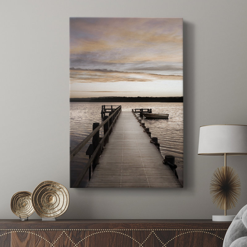 Coucher de soleil sur une jetée - galerie Cavas sur mesure, H 12 po x l 8 po