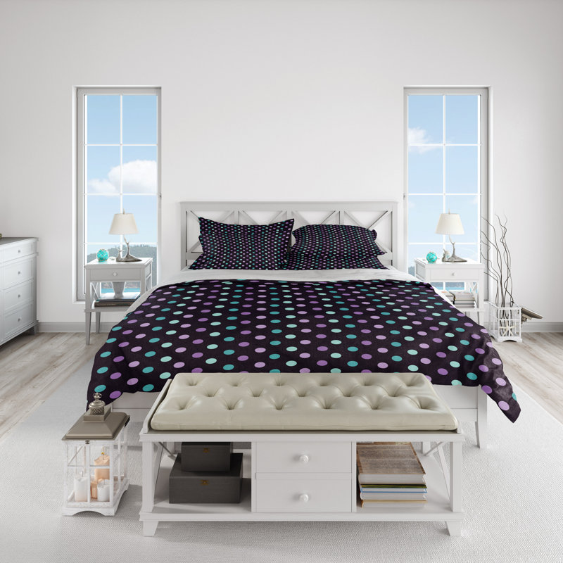 Polka Dot Duvet Cover, King Duvet Cover + 2 King Shams