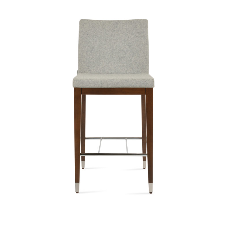 Tabouret de bar et de comptoir en bois Aria, Tabouret de bar (siège d'une hauteur de 29 po), Argent / laine