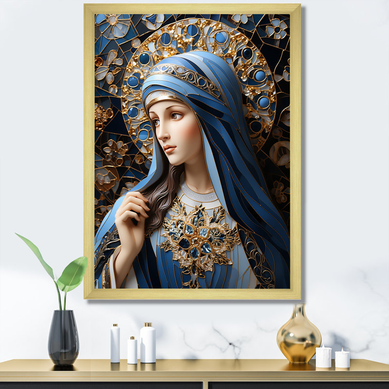 Radiant, dévotion religieuse de Marie I - Christianisme, art mural, Cadre flottant doré, H 20 po x l 12 po x P 1 po