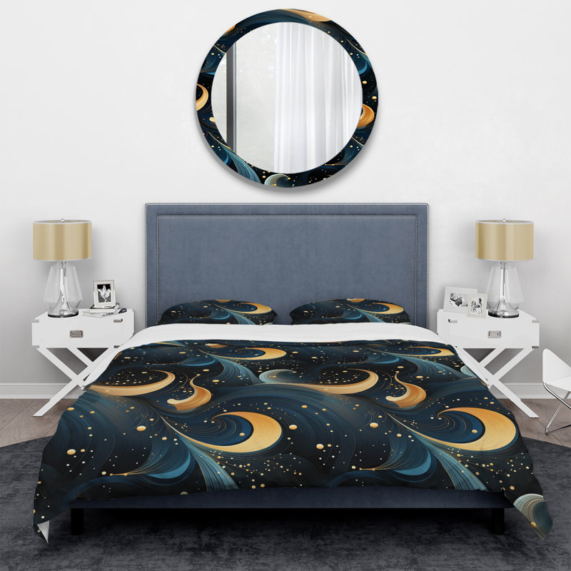 Literie rayée cosmique, Housse de couette simple + 1 taie décorative stan