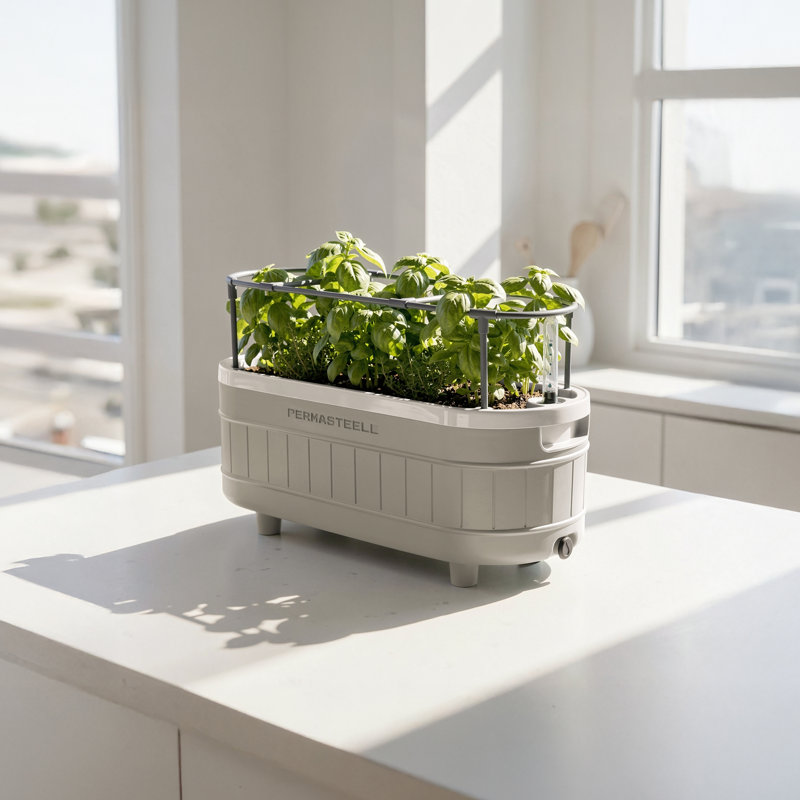 Permasteel Mini Planter W/Bracket, Taupe, Gray/Beige