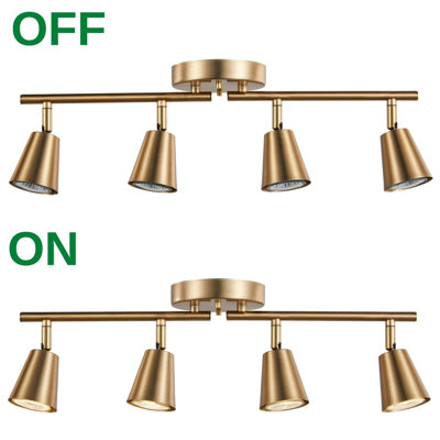 4-Light Track Lighting Kit, Adjustable Flush Mount Ceiling Spotlights No Bulb