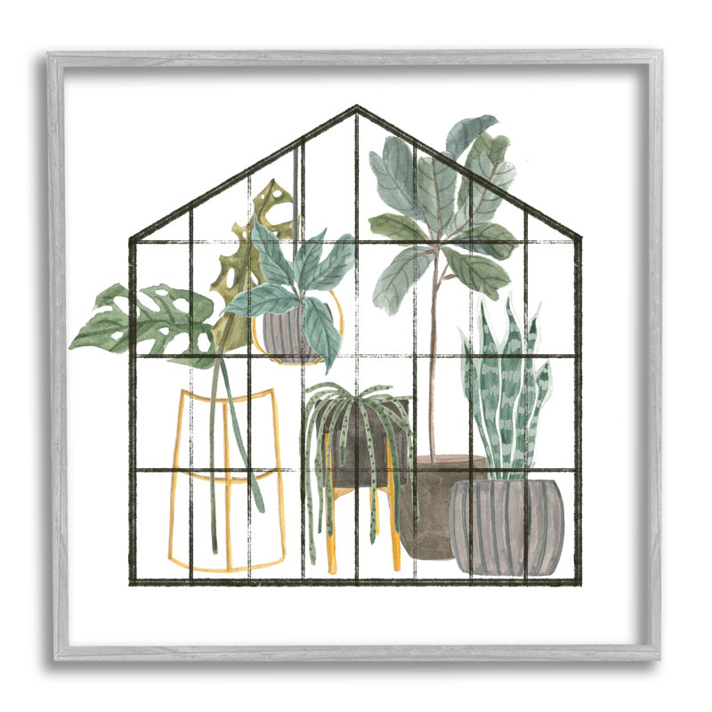 Illustration moderne d'une serre moderne, H 17 po x l 17 po x P 1,5 po, Estampe numérique Farmhouse