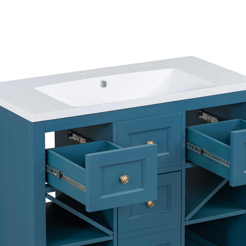 Meuble-lavabo autoportant 36 po avec lavabo en résine 36 po, Bleu