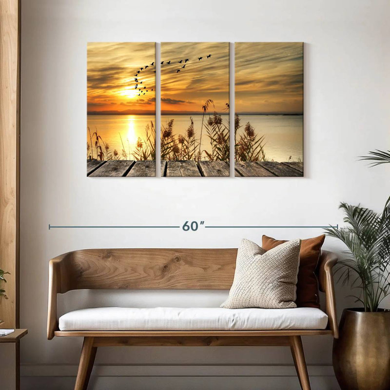 Kerrick, coucher de soleil en mer, H 28 po x l 45 po