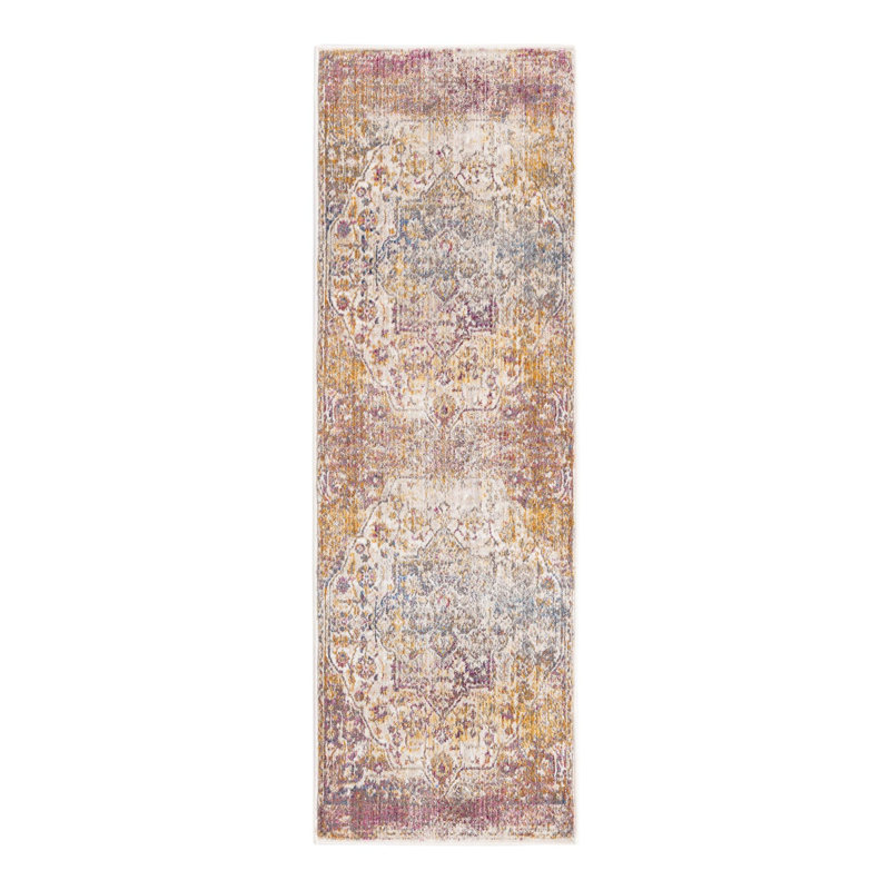 Tapis beige / rose / gris Behlke, Tapis de couloir 2 pi x 6 pi