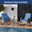 Outdoor Wicker Rocking Chair, Patio Rattan Rocker Chair with Cushions & Steel Frame, All-Weather Rocking Lawn Wicker  for Garden/Backyard,Blue