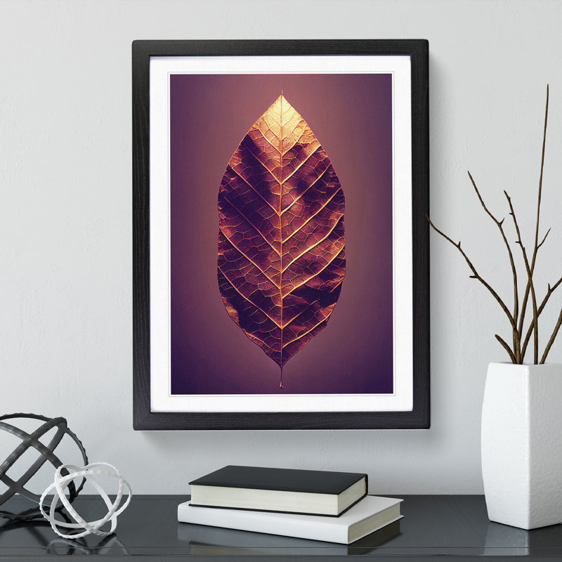 Royal Leaf - Single Picture Frame Print, Black Framed, 46cm H x 34cm W x 2cm D