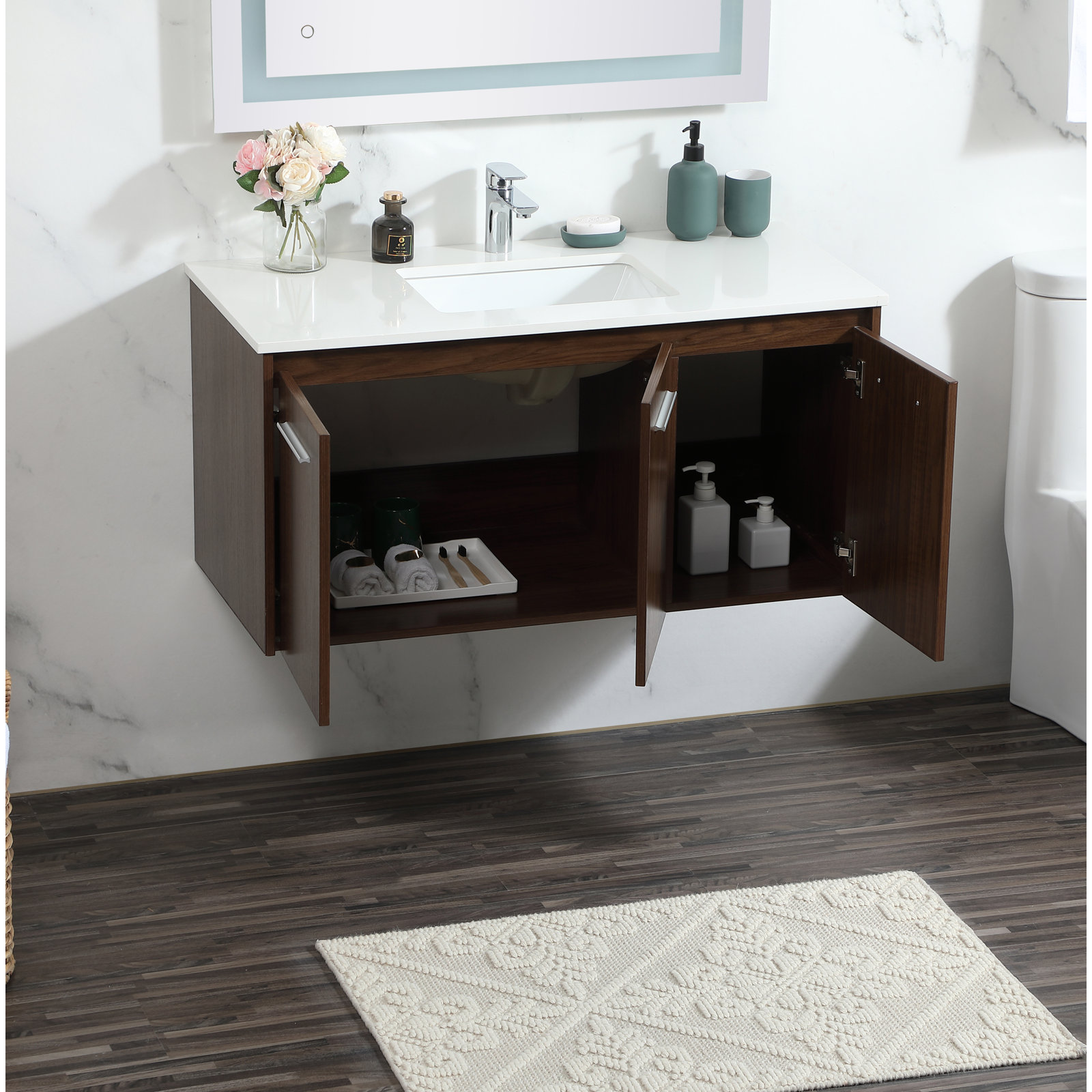 Goodfellow 39.76'' Single Bathroom Vanity, Walnut