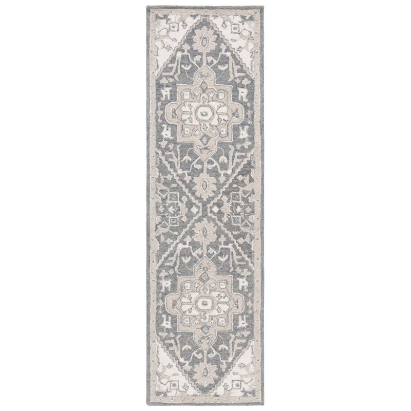 Percy Lauren Ralph Lauren Hand Tufted Wool/Cotton Oriental Rug in Gray/Ivory, Rectangle 8' x 10'