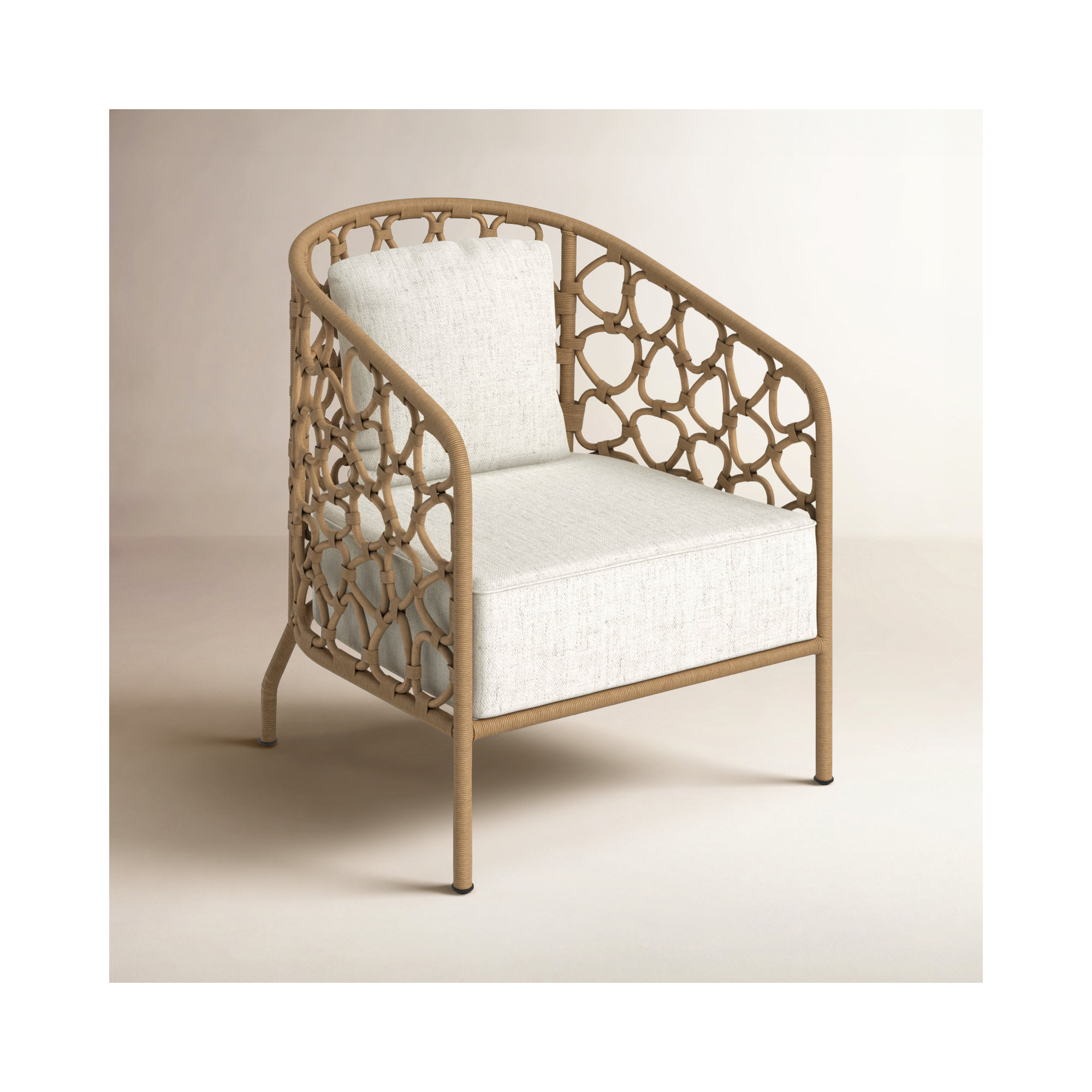 Adalard Upholstered Barrel Chair, Brown