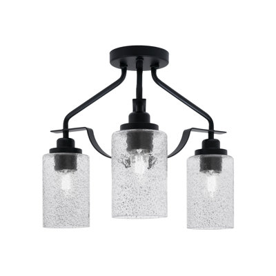 Odyssey 3 Light Semi-Flush Shown In Matte Black Finish With 4" Smoke Bubble Glass