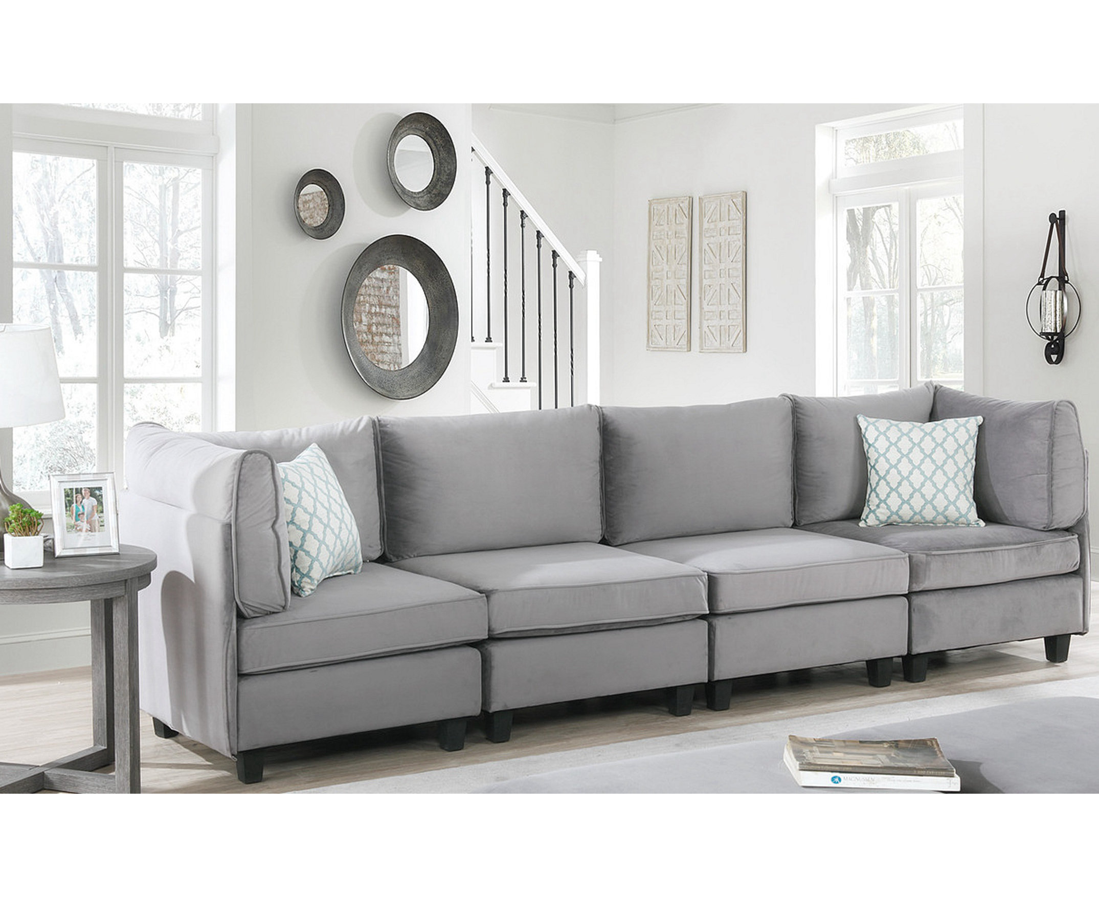 Mercer41 Yvannia 120.07'' Velvet Rolled Arm Sofa Modern Sofa Living