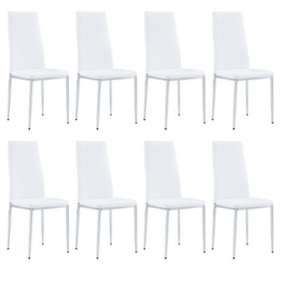 Office visitor chairs and reception chairs, leather waiting room chairs, mid-back conference chairs, restaurant dining chairs (suitable for meeting rooms/loud rooms/cafes)White(8 sets)