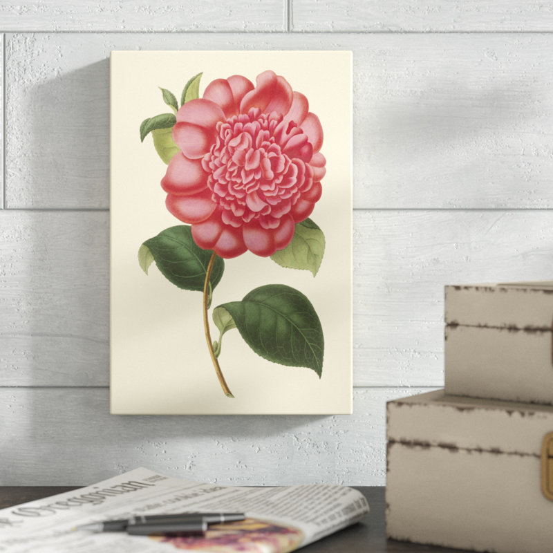 «Camellia Garden I», peinture sur toile, H 12 po x l 8 po