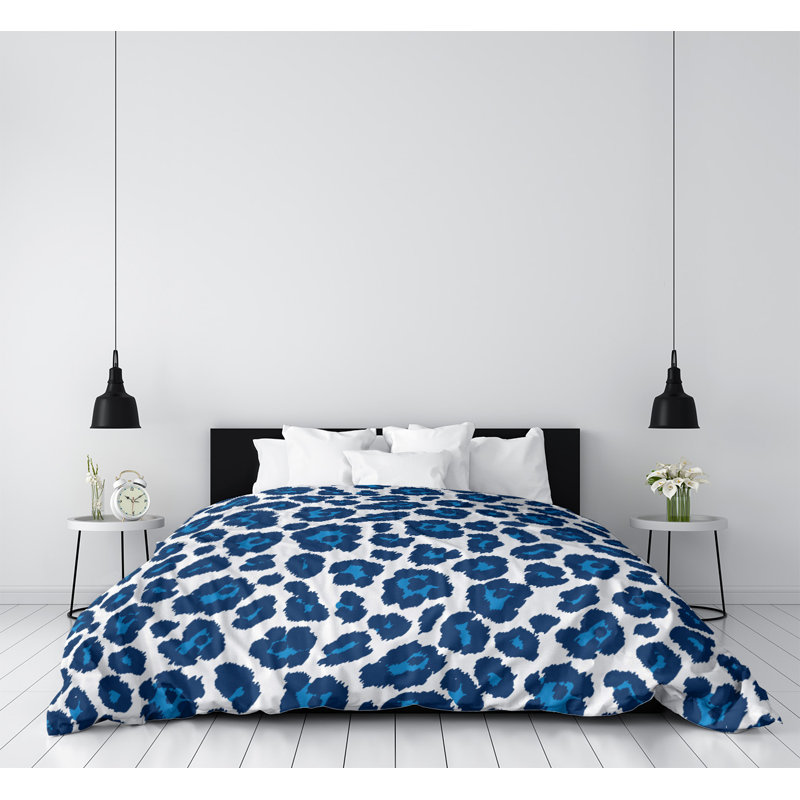 Housse de couette simple, Housse de couette pour lit simple, Polyester brossé, Bleu / blanc / bleu marine