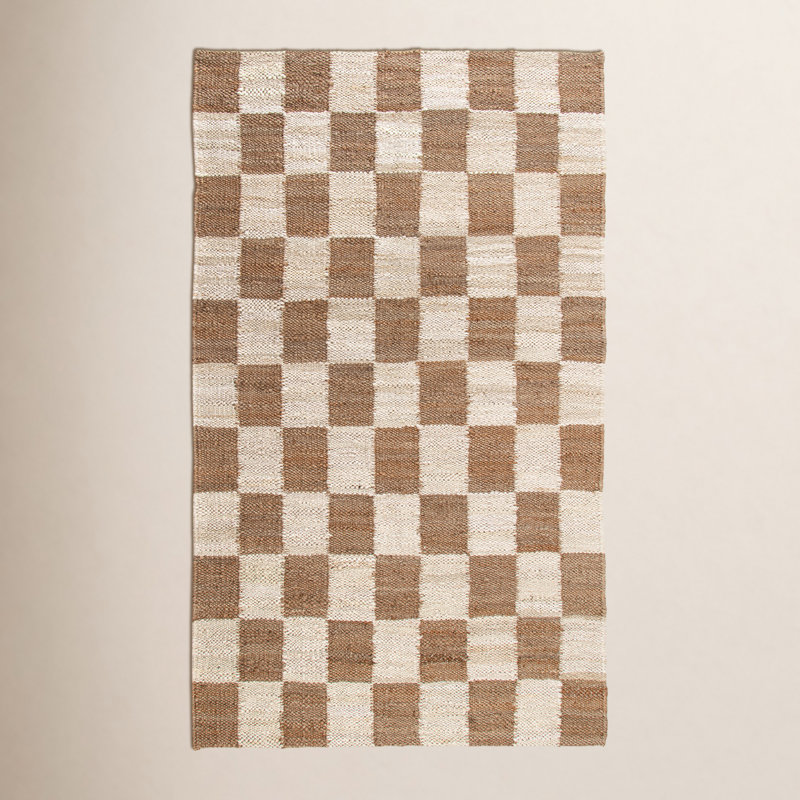 Madalene Checkered Hand-Loomed Jute Area Rug , Rectangle 8' x 10'