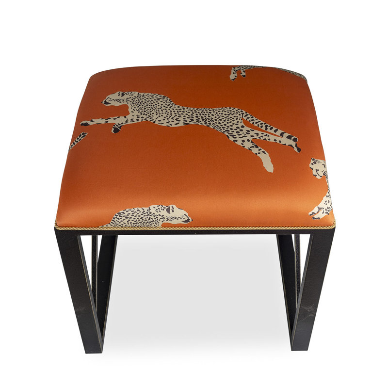 Medallion Single Black Leaping Cheetah Clementine Bench, Clementine Orange, Clementine Orange/Black Crackle