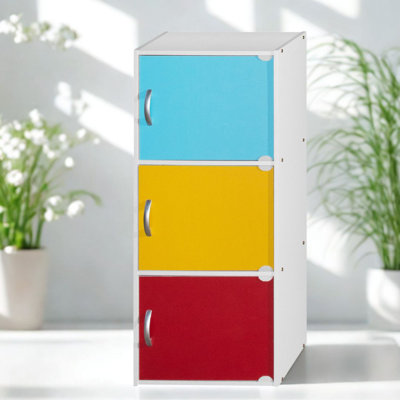3-Doors, 3-Shelf Bookcase 35.6 in. Tall Enclosed Storage 3-Tier Bookshelf for Home or Office