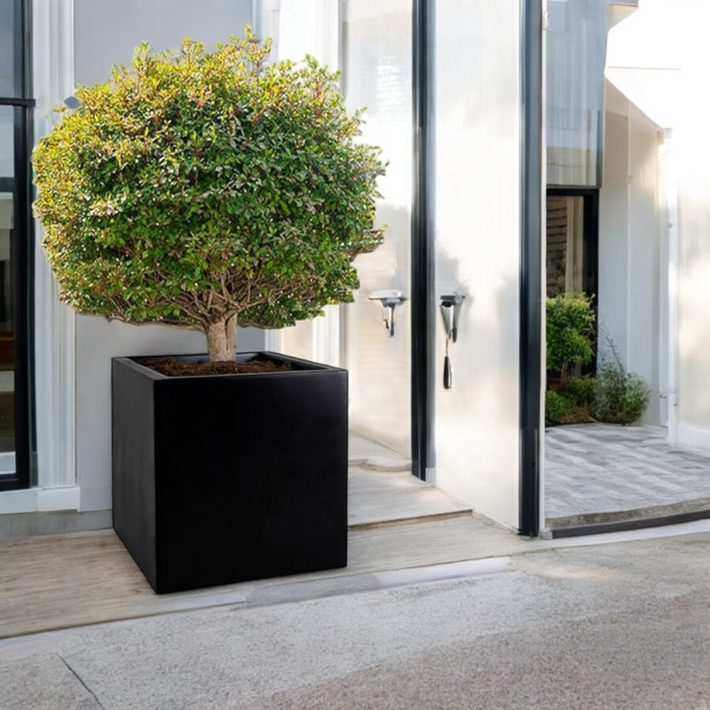 Eastvale Handmade Planter Box, 24" H x 27" W x 27" D, White/Black