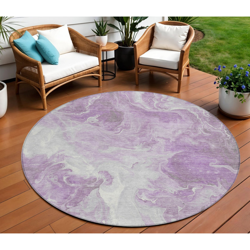 Tapis rond lavable et ivoire 8 po