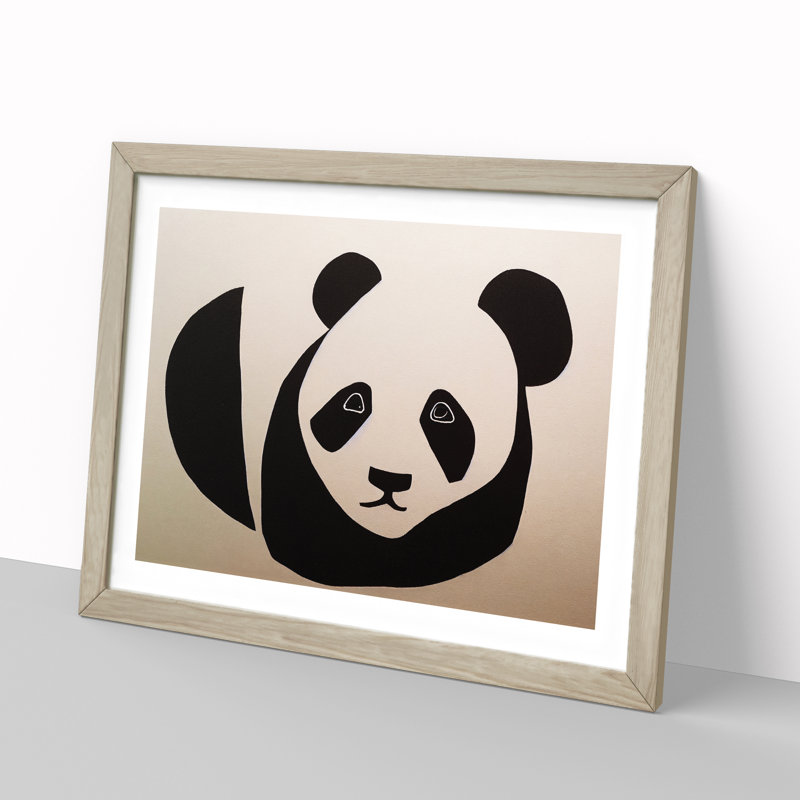 An Abstract Panda - Single Picture Frame Print, Oak, 46cm H x 64cm W x 2cm D