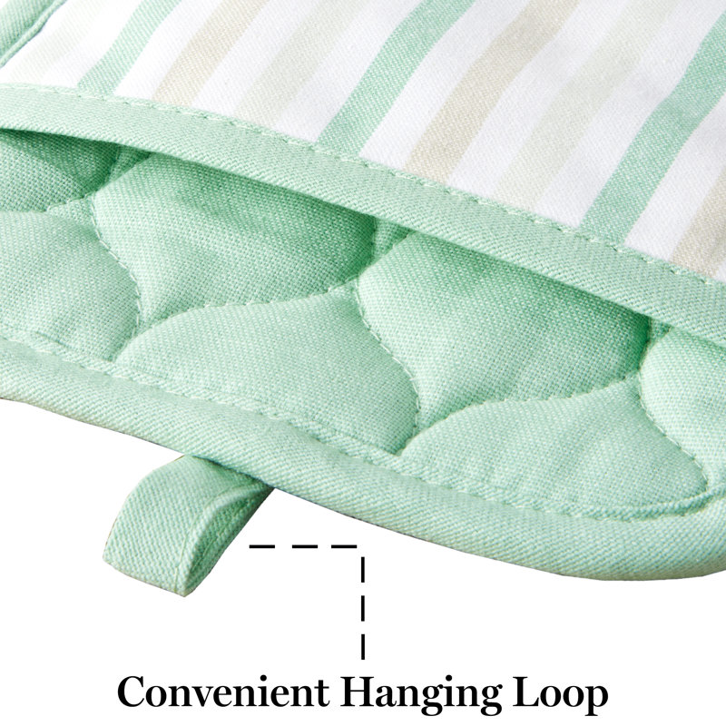 Mint Green Silicone Grip Cotton Pot Holder Set, 2-Pack