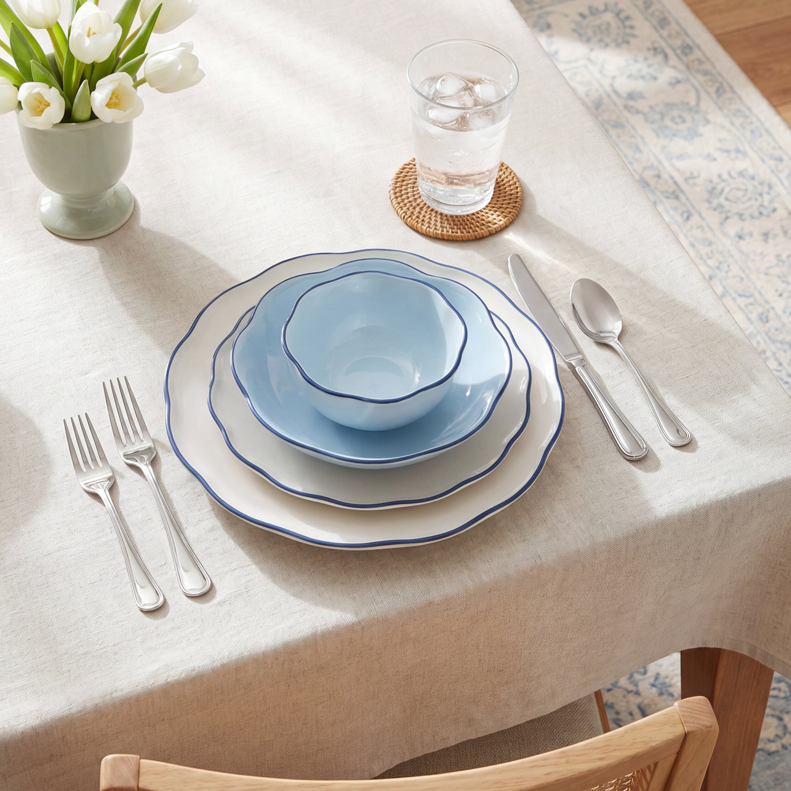 Stoneware Dinnerware Set, Blue
