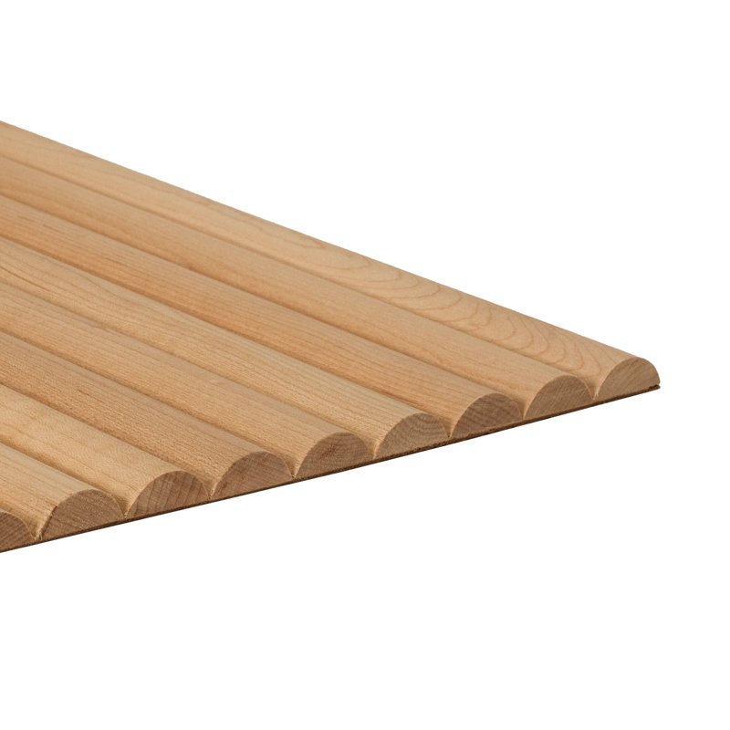 Panneaux muraux décoratifs en forme de demi-rond en bois de pin non fini 3/8 po x 1 pi x 4 pi, Pine