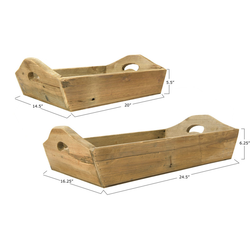 Solid Wood Tray - Set of 2